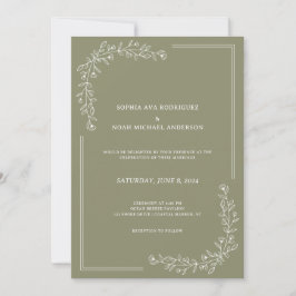 Elegant florale Rich Sage Green Wedding Einladung