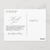 Elegant florale Taufe 1-Foto-Script Vielen Dank Postkarte (Rückseite)