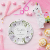 Elegant florale Taufe Christening Script Pappteller (Party)