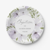 Elegant florale Taufe Christening Script Pappteller (Vorderseite)