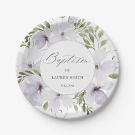 Elegant florale Taufe Christening Script Pappteller
