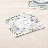 Elegant florale Taufe Christening Script Rechteckiger Pappuntersetzer (angewinkelt)