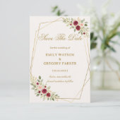 Elegant Florales Gold Save The Date (Stehend Vorderseite)