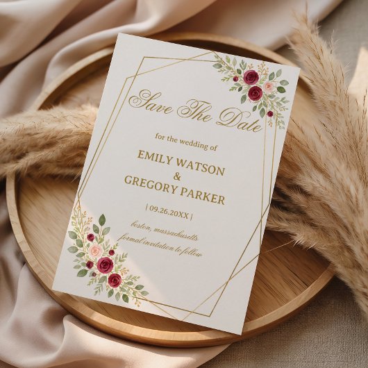 Elegant Florales Gold Save The Date