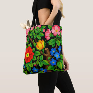 Elegant Florales Schwarz Tasche