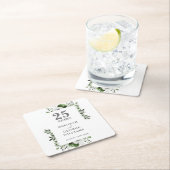 Elegant florales Silber 25. Hochzeitstag Rechteckiger Pappuntersetzer (Vor Ort)