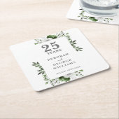Elegant florales Silber 25. Hochzeitstag Rechteckiger Pappuntersetzer (angewinkelt)
