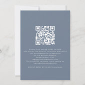 Elegant Florals QR Code Dusty Blue Wedding Einladung (Rückseite)