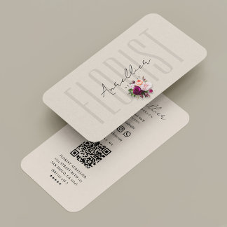 Elegant Florist Floral Designer Beige Visitenkarte