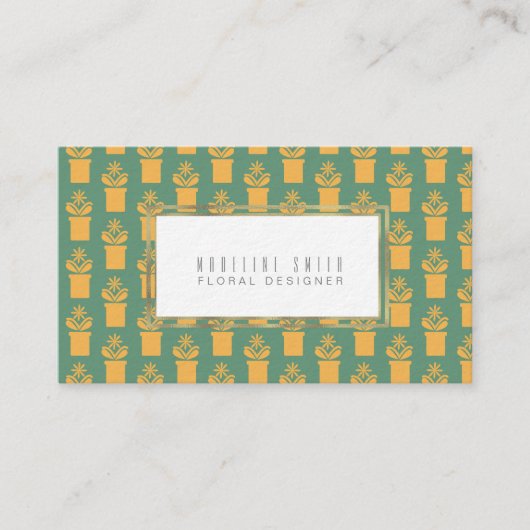Elegant Florist Vintag grüne Blüte Visitenkarte (Vorderseite)