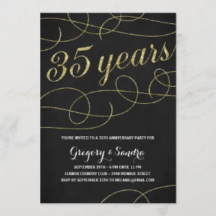 Elegant Flourish Falsche Goldfolie 35. Jubiläum Einladung