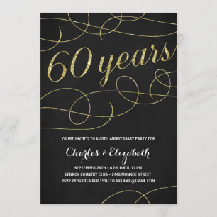 Elegant Flourish Falsche Goldfolie 60. Jubiläum Einladung
