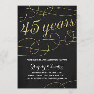 Elegant Flourish Faux Gold Folie 45. Hochzeitsta Einladung
