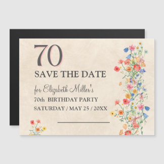 Elegant Flower 70 Years Party Floral 70th Birthday Magneteinladung