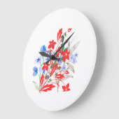 Elegant Flower and Leaves Artwork | Minimal  Große Wanduhr (Winkel)