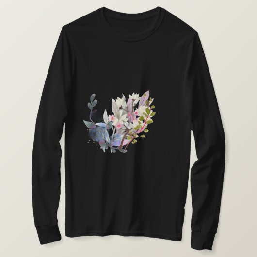 Elegant Flower and Leaves Line Art | Minimal  T-Shirt (Design vorne)
