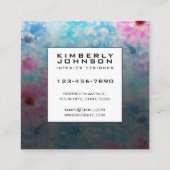 Elegant Flower Design Minimalist Editable Square B Quadratische Visitenkarte (Rückseite)