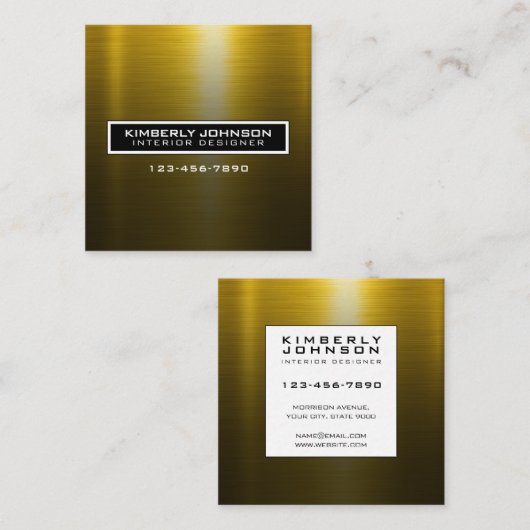 Elegant Flower Design Minimalist Editable Square B Quadratische Visitenkarte (Vorne/Hinten)