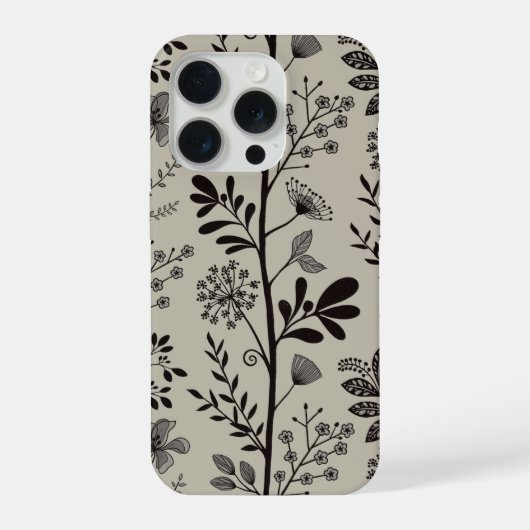 Elegant Flower Garden Reverie XL black beige iPhone Hülle (Rückseite)