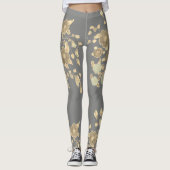 Elegant Flower Gray Yoga Pants Leggings (Vorderseite)