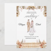 Elegant flower summer wedding einladung (Vorne/Hinten)