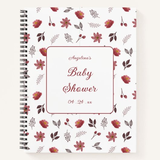 Elegant Flowers Baby Shower Gift List Notebook Notizblock (Vorderseite)