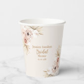 Elegant Flowers Boho Bridal Shower Pappbecher (Rückseite)