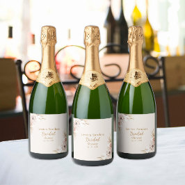 Elegant Flowers Boho Bridal Shower Schaumweinetikett