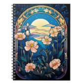 Elegant Flowers in Moonlight Art Nouveau Notizblock (Vorderseite)