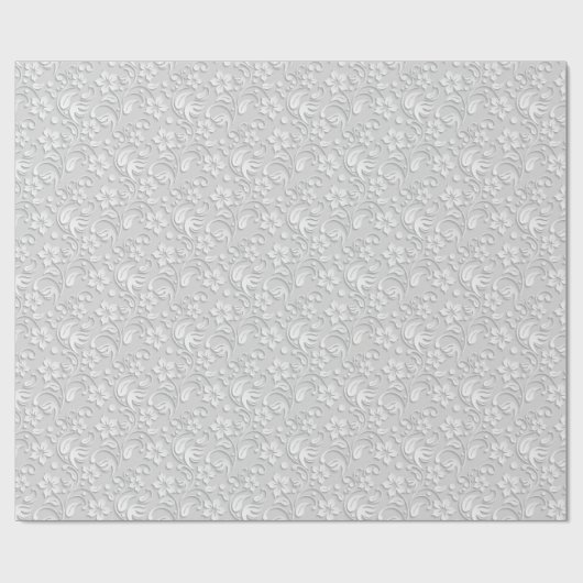 Elegant flowers light grey wrapping paper roll geschenkpapier (Flach)