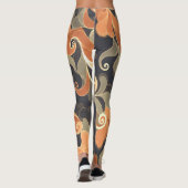 Elegant Flowing Florals in Warm Gold & Peach Leggings (Rückseite)