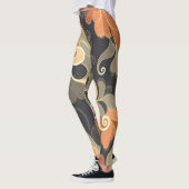 Elegant Flowing Florals in Warm Gold & Peach Leggings (Links)