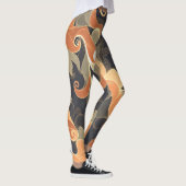 Elegant Flowing Florals in Warm Gold & Peach Leggings (Rechts)