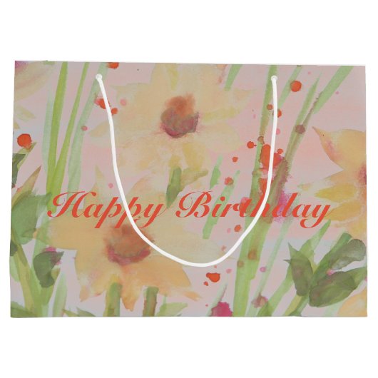 Elegant Flows Happy Birthday Große Geschenktüte (Rückseite)