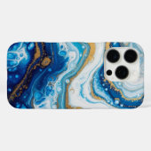 Elegant Fluid Art iPhone 16 Fall - Abstrakt Blue Case-Mate iPhone Hülle (Rückseite (Horizontal))