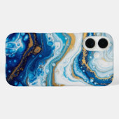 Elegant Fluid Art iPhone 16 Fall - Abstrakt Blue Case-Mate iPhone Hülle (Rückseite (Horizontal))