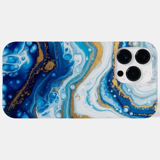 Elegant Fluid Art iPhone 16 Fall - Abstrakt Blue Case-Mate iPhone Hülle (Rückseite (Horizontal))