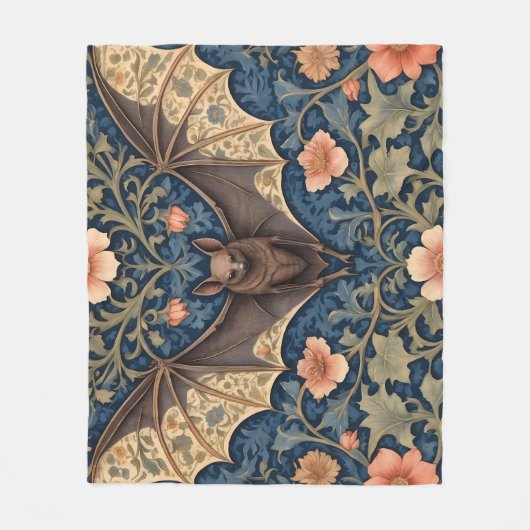 Elegant Flying Bat William Morris Inspiriert Fleecedecke (Vorderseite)