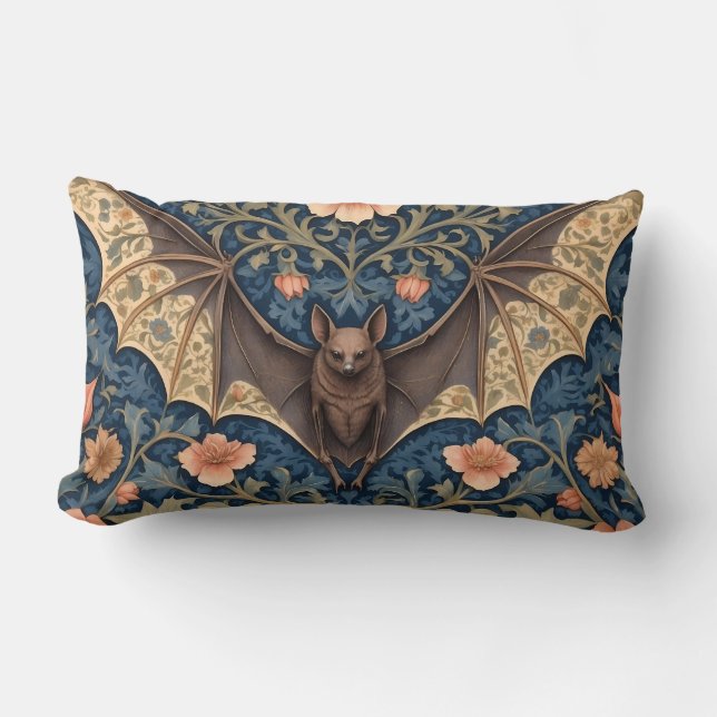 Elegant Flying Bat William Morris Inspiriert Lendenkissen (Vorderseite)