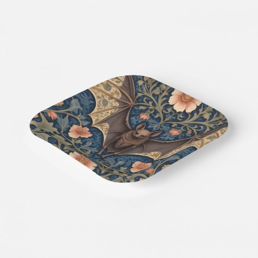 Elegant Flying Bat William Morris Inspiriert Pappteller (Gewinkelt)