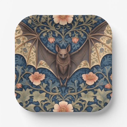 Elegant Flying Bat William Morris Inspiriert Pappteller (Vorderseite)