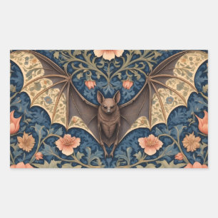 Elegant Flying Bat William Morris Inspiriert Rechteckiger Aufkleber