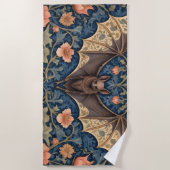 Elegant Flying Bat William Morris Inspiriert Strandtuch (Vorderseite)