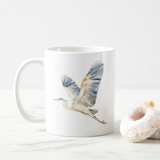 Elegant Flying Blue Herons White Kaffeetasse (Mit Donut)