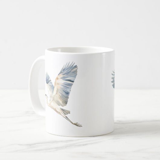 Elegant Flying Blue Herons White Kaffeetasse (Vorderseite Links)