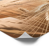 Elegant Flying Crane Over Golden Wheat Landscape   Poster (Ecke)