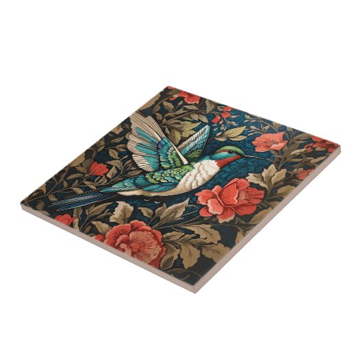 Elegant Flying Hummingbird William Morris Inspirie Fliese (Seite)