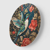 Elegant Flying Hummingbird William Morris Inspirie Große Wanduhr (Winkel)