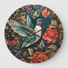 Elegant Flying Hummingbird William Morris Inspirie Große Wanduhr
