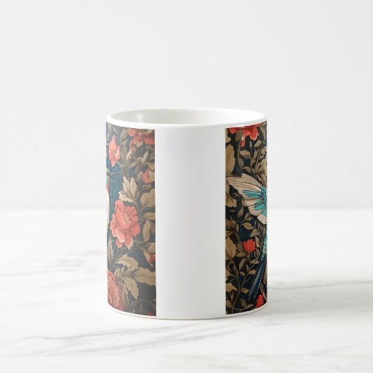 Elegant Flying Hummingbird William Morris Inspirie Kaffeetasse (Mittel)